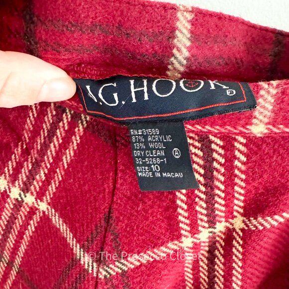 VINTAGE Christmas Plaid Fringe Midi Skirt Wool Blend by JG Hook (S) - Picture 6 of 7